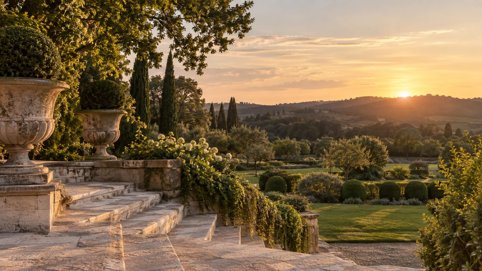 Thoughtfully maintained estate garden representing long-term property stewardship.